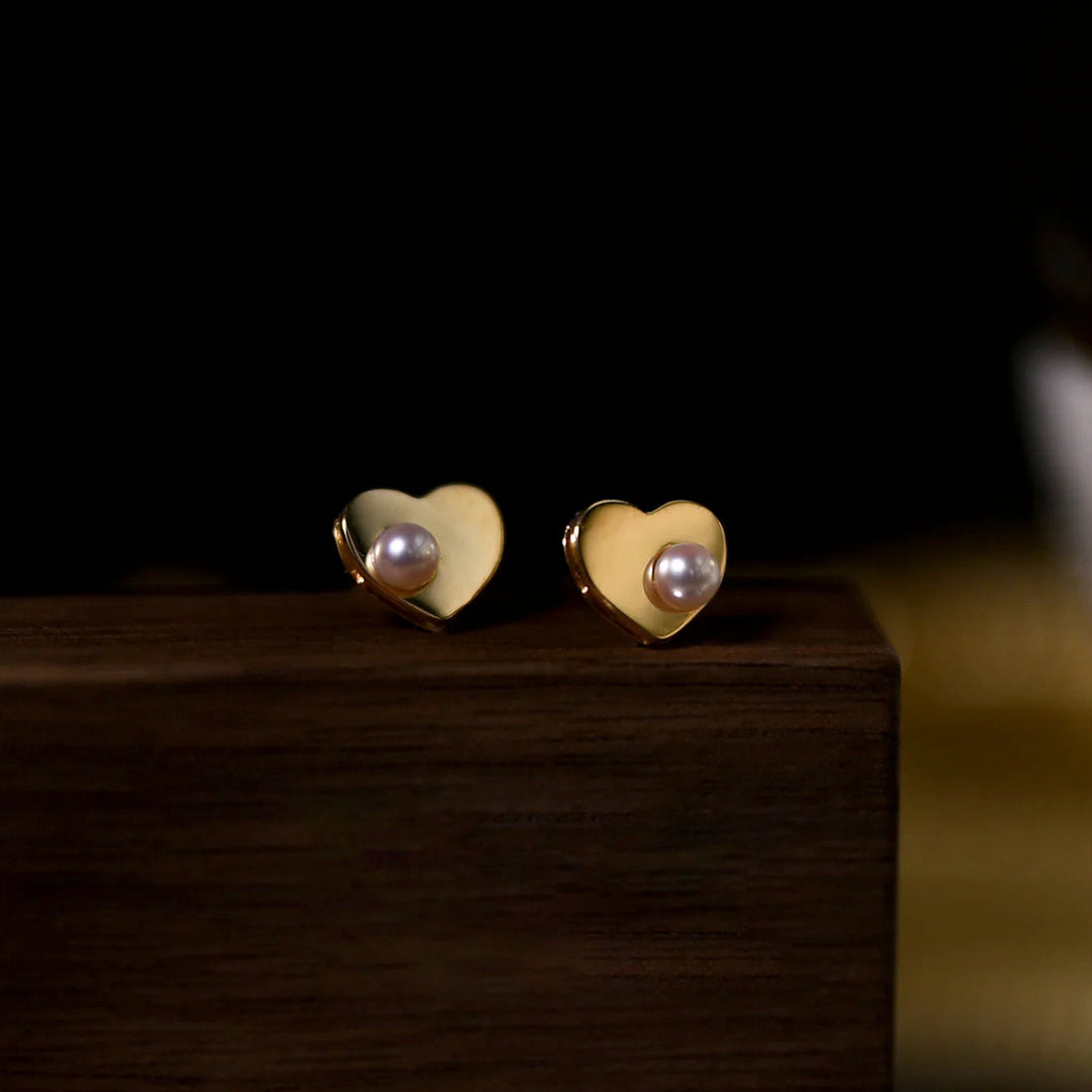Heart Pearl Studs - Amelie-State of Style