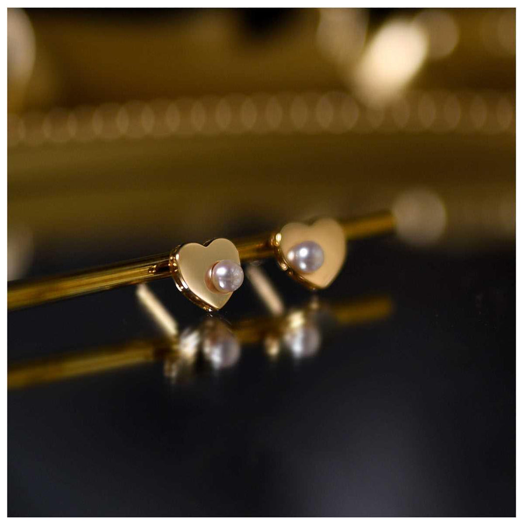 Heart Pearl Studs - Amelie-State of Style