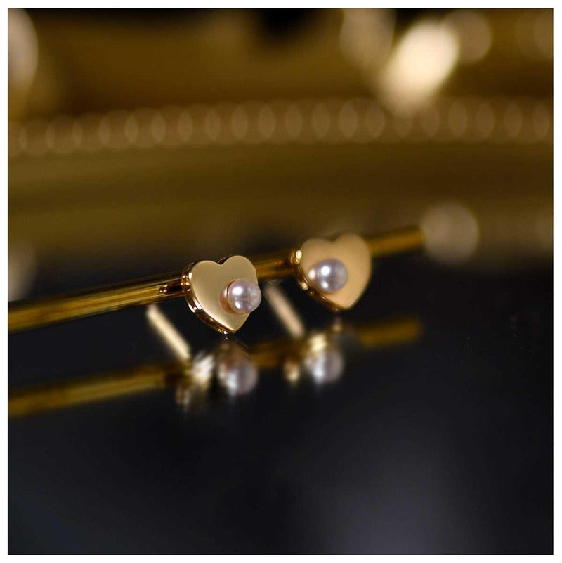 Heart Pearl Studs - Amelie-State of Style