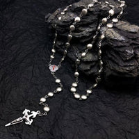 Heart-Shaped Cat’s Eye Stone Rosary Necklace – Elara-Alloy-State of Style