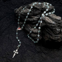 Heart-Shaped Cat’s Eye Stone Rosary Necklace – Elara-Green Cat’s Eye Stone-State of Style