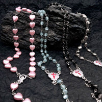 Heart-Shaped Cat’s Eye Stone Rosary Necklace – Elara-Pink Cat’s Eye Stone #Heart-State of Style