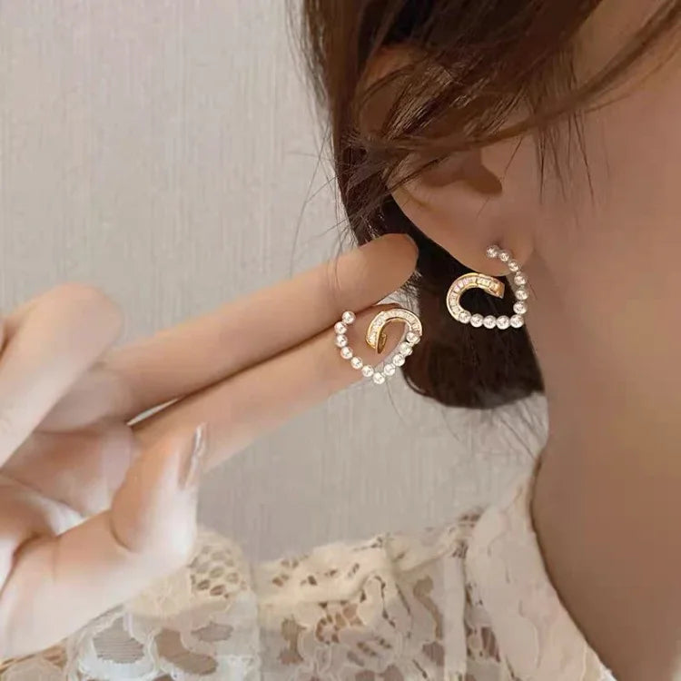 Heart-Shaped Earrings with Pearls and Zirconia – Ameline-State of Style
