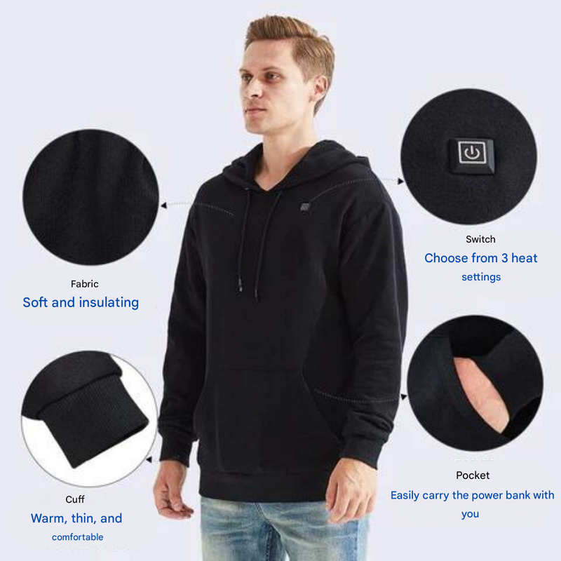 Heated Unisex Hoodie - ThermaHoodie-Grey-S-State of Style