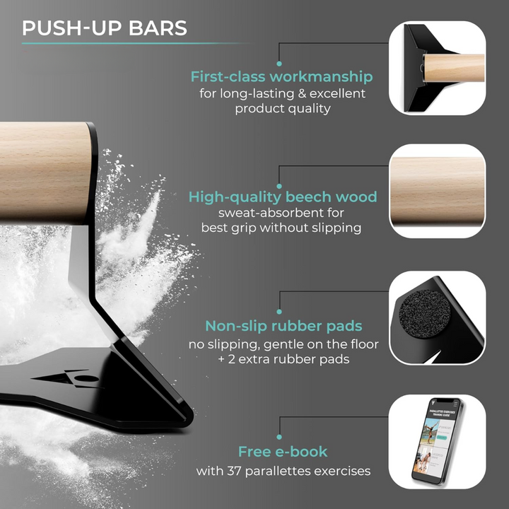 Heavy Wooden Push-Up Handles - Non-slip Parallettes Bars-State of Style