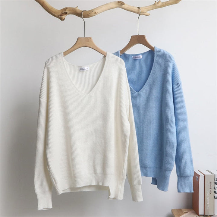 HeleensShirt | Women's Soft & Stylish V-Neck Sweater-Sky Blue-One size-State of Style