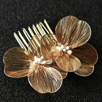Helen Traditional Hair Accessories – Elegant Alloy Flower Hair Combs-Gold-State of Style