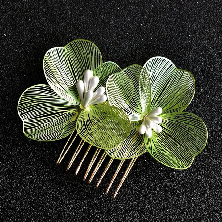 Helen Traditional Hair Accessories – Elegant Alloy Flower Hair Combs-Gold-State of Style