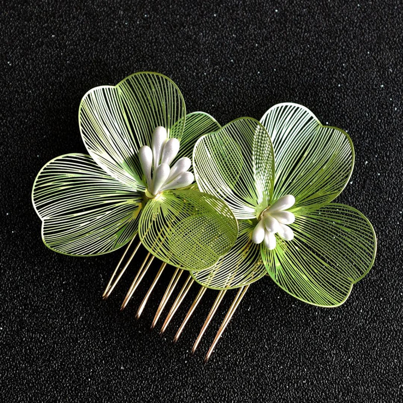 Helen Traditional Hair Accessories – Elegant Alloy Flower Hair Combs-Gold-State of Style