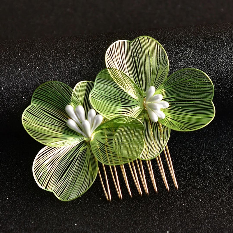 Helen Traditional Hair Accessories – Elegant Alloy Flower Hair Combs-Gold-State of Style