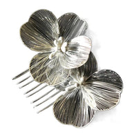 Helen Traditional Hair Accessories – Elegant Alloy Flower Hair Combs-Silver-State of Style
