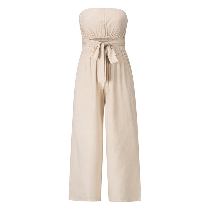 HelenasSuit | Women's Stylish Open-Back Jumpsuit-Beige-S-State of Style