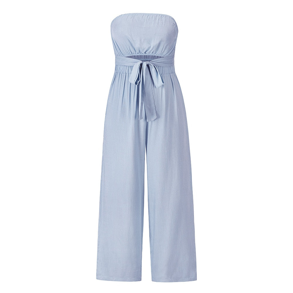 HelenasSuit | Women's Stylish Open-Back Jumpsuit-Light Blue-S-State of Style