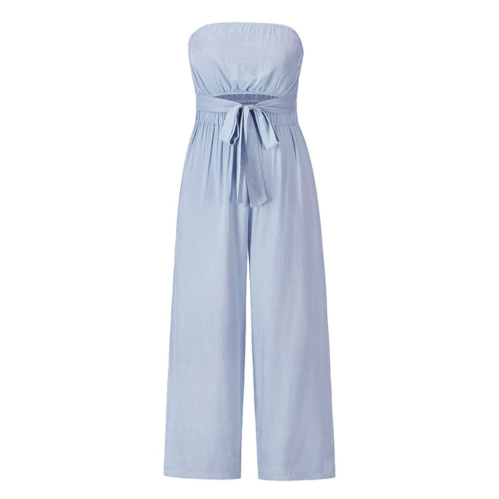 HelenasSuit | Women's Stylish Open-Back Jumpsuit-Light Blue-S-State of Style