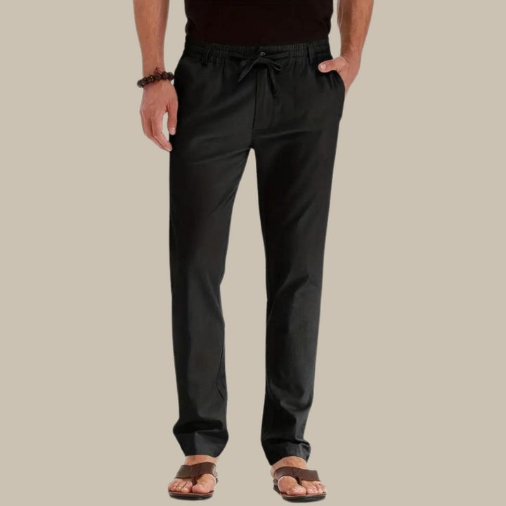 Helge | Men's Summer Trousers with Elastic Waistband-Black-M-State of Style