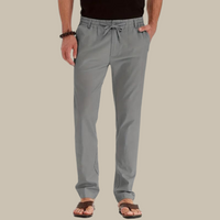 Helge | Men's Summer Trousers with Elastic Waistband-Grey-M-State of Style