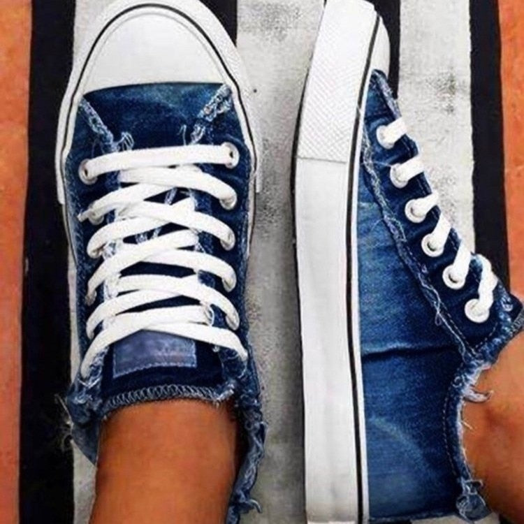 HendrikasShoes | Classic Lace-Up Canvas Shoes-Dark Blue-4.5-State of Style