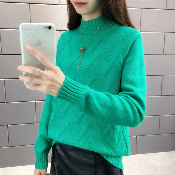 High Collar Sweater for Women | Elegant, Warm & Stylish-Green-S-State of Style