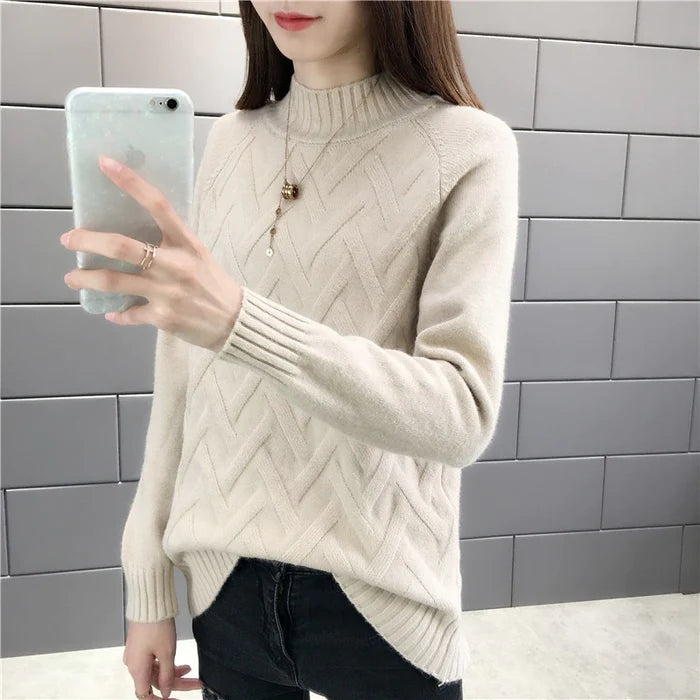 High Collar Sweater for Women | Elegant, Warm & Stylish-Khaki-S-State of Style