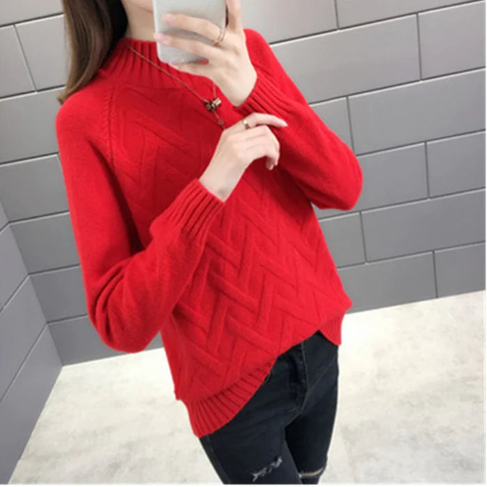 High Collar Sweater for Women | Elegant, Warm & Stylish-Red-S-State of Style
