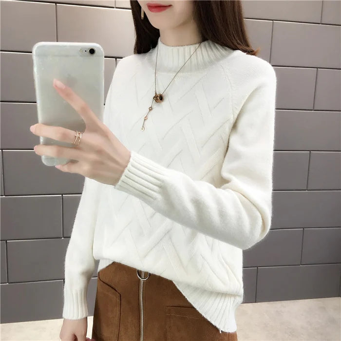 High Collar Sweater for Women | Elegant, Warm & Stylish-White-S-State of Style