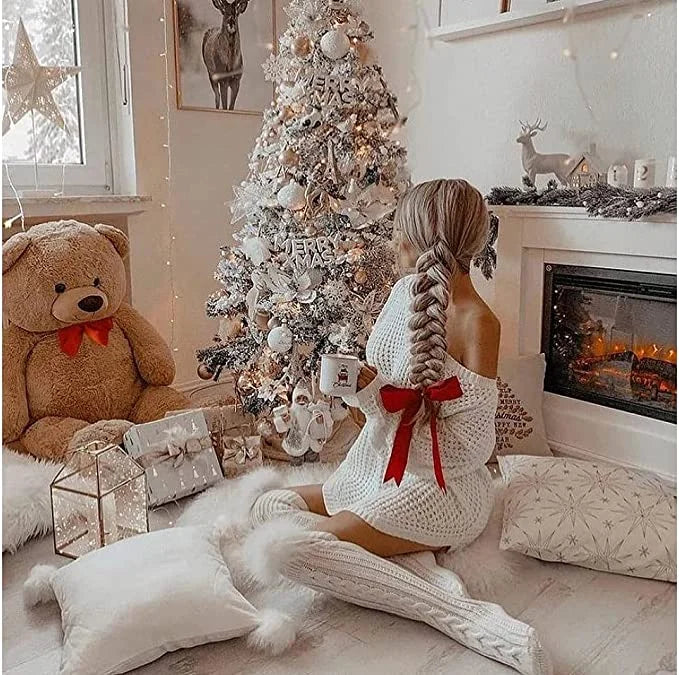 High Knitted Wool Women's Socks - WarmWool-Grey-State of Style