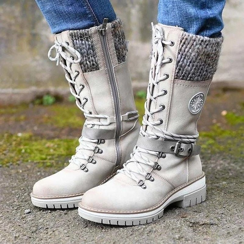 High Ladies Boots with Orthopaedic Sole - Amelia-White-5-State of Style