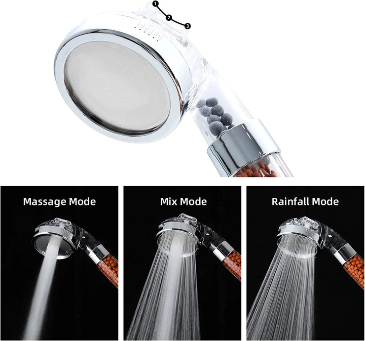 High Pressure Water-Saving Shower Head with Filter - AquaGlow-Transparent-State of Style
