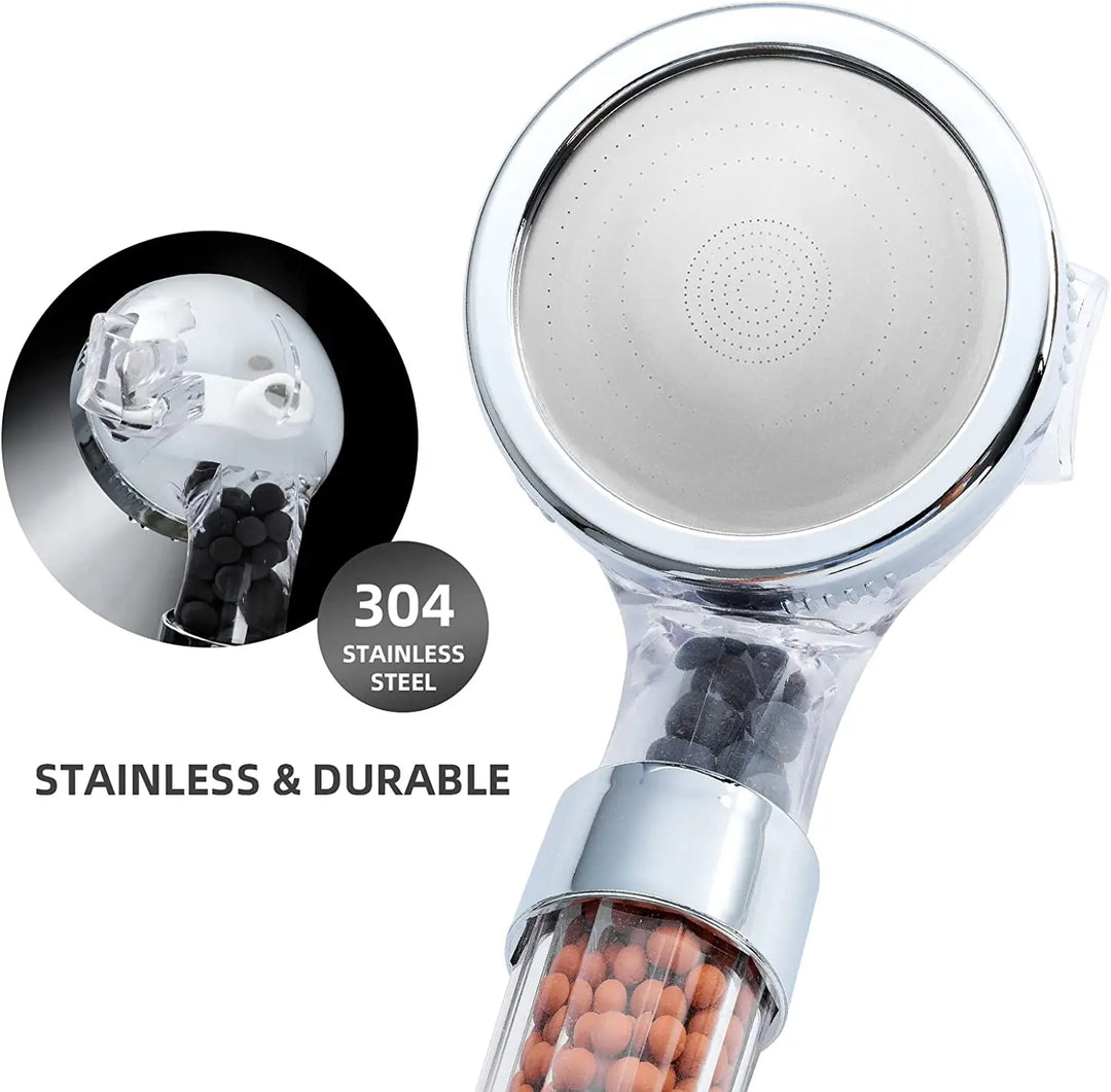 High Pressure Water-Saving Shower Head with Filter - AquaGlow-Transparent-State of Style