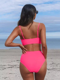 High Waist Bikini Set – Eliva-Burgundy red-S-State of Style