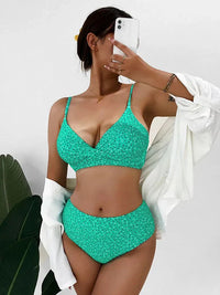 High Waist Bikini Set – Eliva-Floral Green-S-State of Style