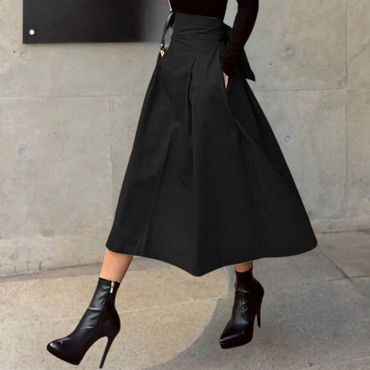 High-Waist Skirt with Bow Detail - Elina-Black-XS-State of Style