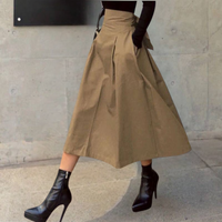 High-Waist Skirt with Bow Detail - Elina-Brown-XS-State of Style