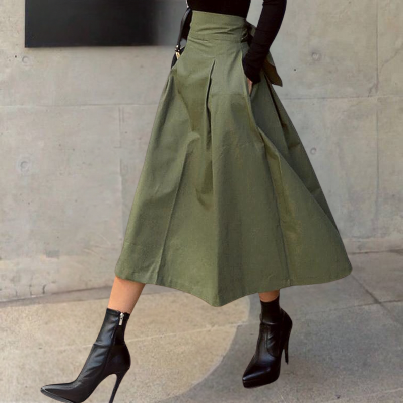 High-Waist Skirt with Bow Detail - Elina-Green-XS-State of Style