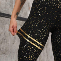 High Waist Sport Legging - Lila-Black / Gold-S-State of Style