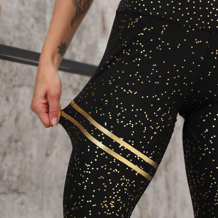 High Waist Sport Legging - Lila-Black / Gold-S-State of Style
