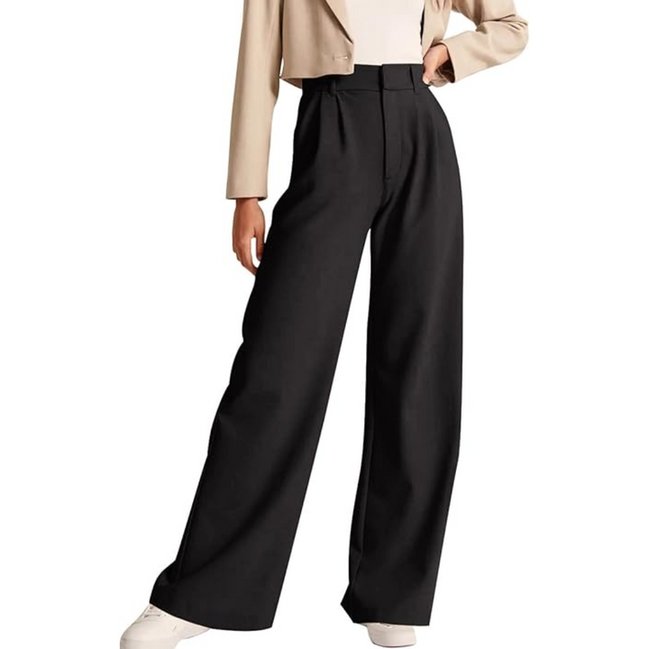High Waisted Business Casual Work Trousers with Pockets - Katja-Black-S Short-State of Style