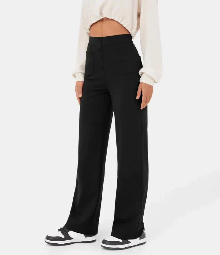 High-Waisted Elastic Casual Pants - Sophia-Black-S (36)-State of Style