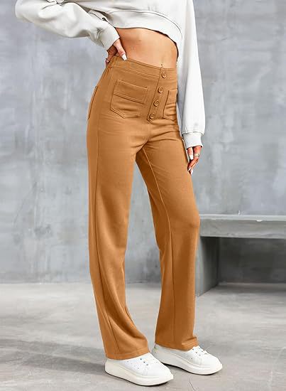 High-Waisted Elastic Casual Pants - Sophia-Brown-S (36)-State of Style