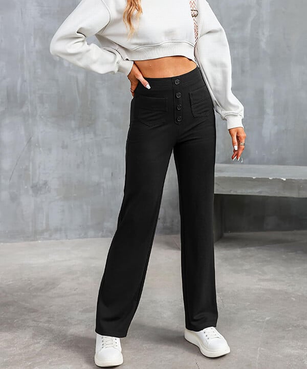High-Waisted Elastic Casual Pants - Sophia-Stone Green-S (36)-State of Style