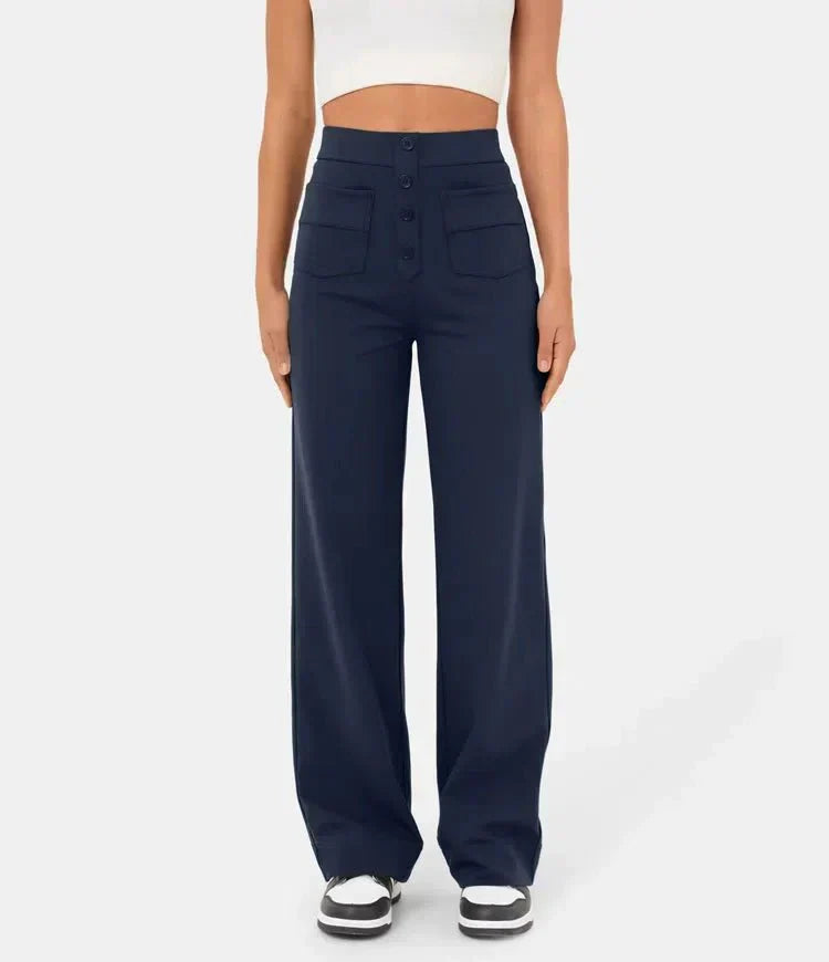High-Waisted Elastic Casual Pants - Sophia