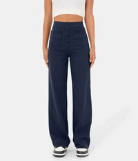 High-Waisted Elastic Casual Pants - Sophia
