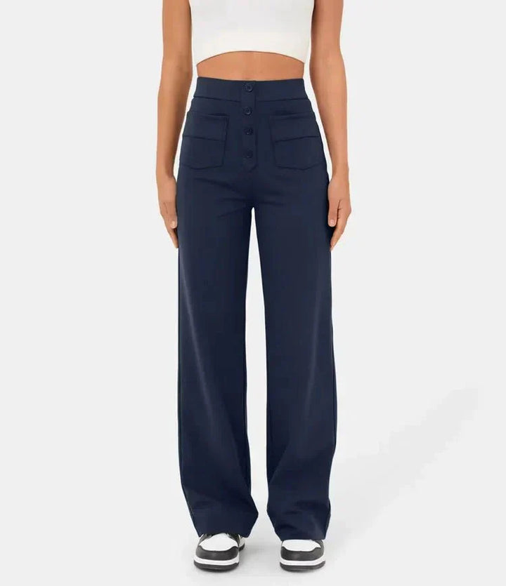 High-Waisted Elastic Casual Pants - Sophia
