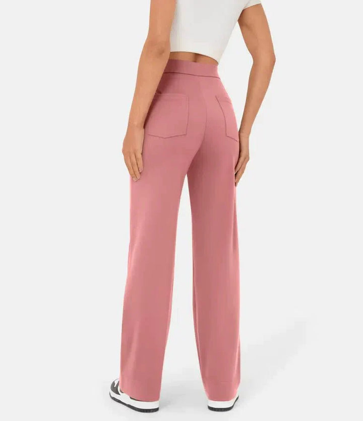 High-Waisted Elastic Casual Pants - Sophia-Stone Green-S (36)-State of Style
