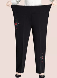 High-Waisted Embroidered Pants for Plus Sizes-Orchid-Winter-XL-State of Style