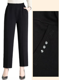 High-Waisted Embroidered Pants for Plus Sizes-Red Flower-Winter-XL-State of Style