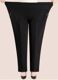 High-Waisted Embroidered Pants for Plus Sizes-White-Winter-XL-State of Style