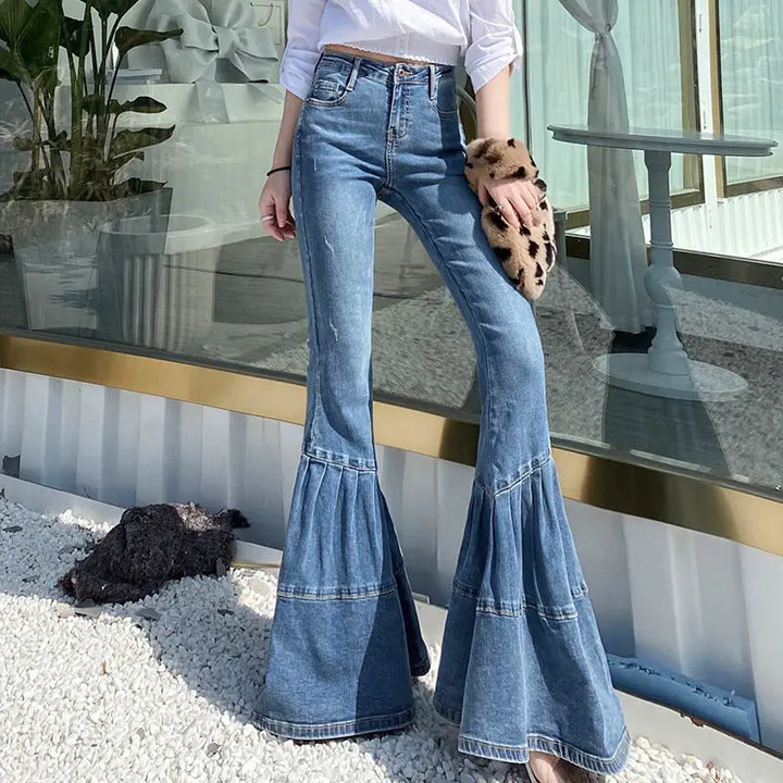 High Waisted Flared Jeans - Mia-Blue-26-State of Style
