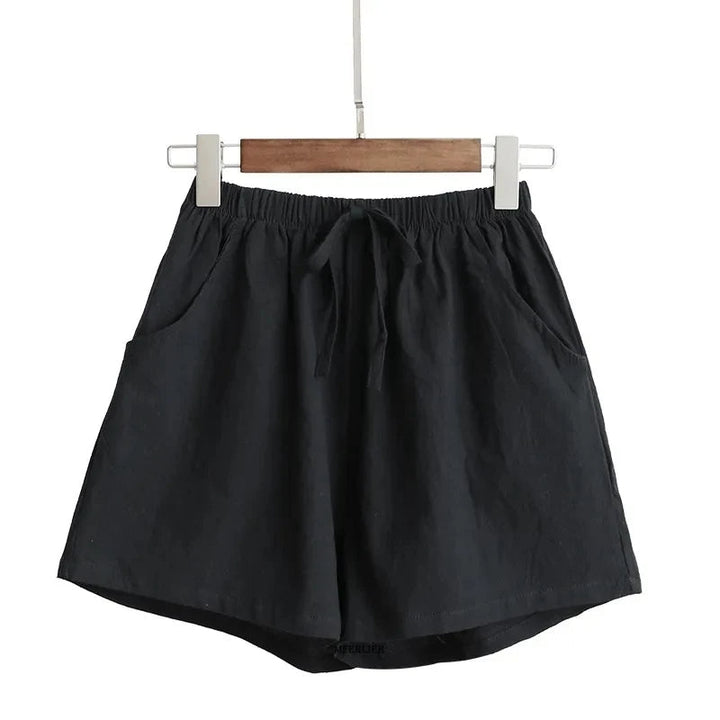 High-Waisted Linen Shorts – Plus Size & Perfect for Beach Days-Black-2XL-State of Style