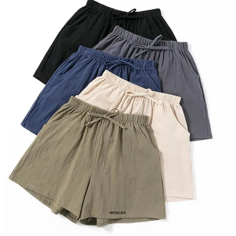 High-Waisted Linen Shorts – Plus Size & Perfect for Beach Days-Black-2XL-State of Style